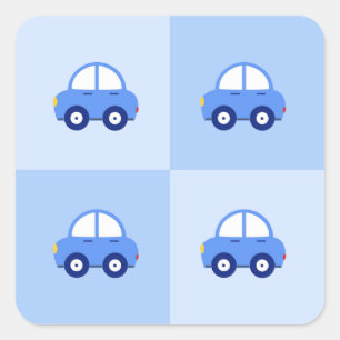 Adesivo Quadrado Carros Azuis Aniversário ou Chá de fraldas