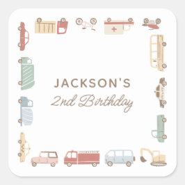 Adesivo Quadrado Carros de transporte e Festas de aniversário de tr