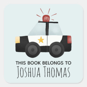 Adesivo Quadrado Carros Este Livro Pertence A Carros Da Polícia