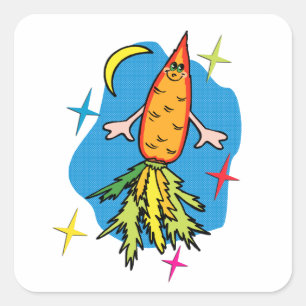 Adesivo Quadrado Carrot Rocket Ship: Também conhecido como Fast Com