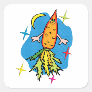 Adesivo Quadrado Carrot Rocket Ship: Também conhecido como Fast Com