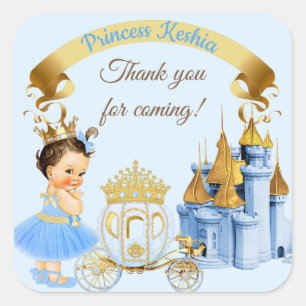 Adesivo Quadrado Carruagem Azul Dourada da Princesa Real