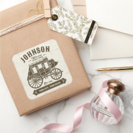 Adesivo Quadrado Carruagem de Stagecoach Ocidental Antiga do NOME P