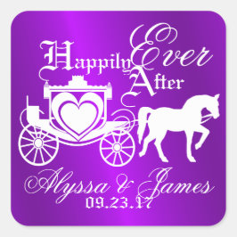 Adesivo Quadrado Carruagem de Storybook roxo