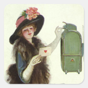 Adesivo Quadrado Carta de amor da mulher do dia dos namorados do