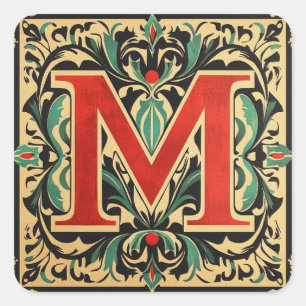 Adesivo Quadrado Carta de Natal M: Elegância Festiva Vermelha e Ver