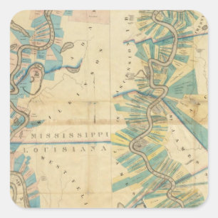 Adesivo Quadrado Carta do rio Mississípi mais baixo