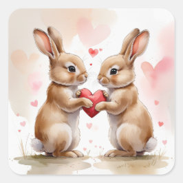 Adesivo Quadrado Cartão Bunny Romântico