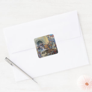 Adesivo Quadrado Cartão de Felicitações de Aniversário da Princesa