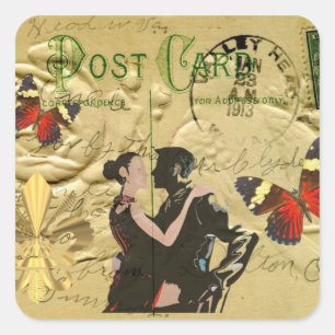 Adesivo Quadrado Cartão de posto Vintage Paris Tango