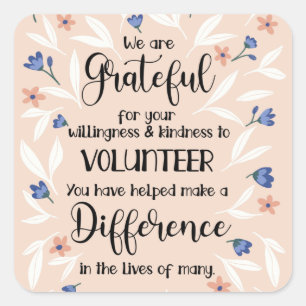 Adesivo Quadrado cartão de semana de apreciação voluntária