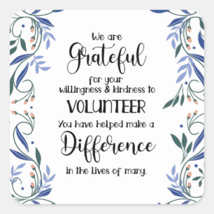 Adesivo Quadrado cartão de semana de apreciação voluntária