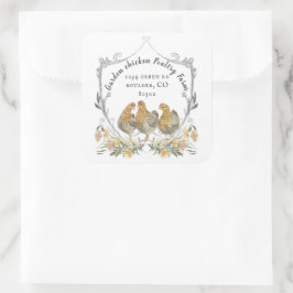 Adesivo Quadrado Cartão de visita da Farmhouse de Crest Russo Water