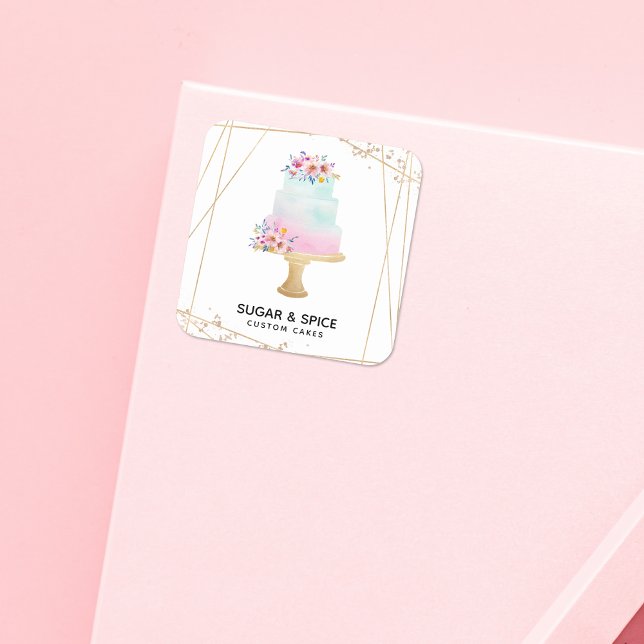 Adesivo Quadrado Cartão de visita de Bakery Personalizado (Criador carregado)
