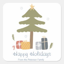 Adesivo Quadrado Cartão Plana de Férias Nórdico Personalizado