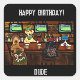 Adesivo Quadrado Cartão postal AIREDALE TERRIER & AMIGOS