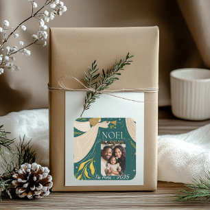 Adesivo Quadrado Cartão postal de Natal Verde 2