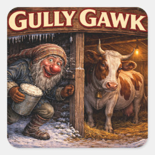 Adesivo Quadrado Cartão postal do Gully Gawk islandês Yule Lad