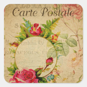Adesivo Quadrado Cartão-postal francês