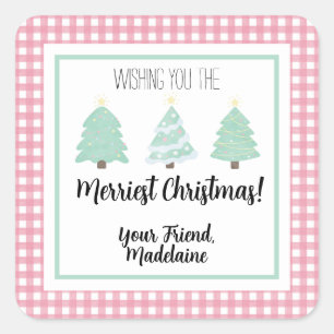 Adesivo Quadrado Cartão-presente de Natal para Professores de Árvor