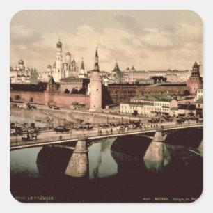 Adesivo Quadrado Cartão que descreve o Kremlin, Moscovo