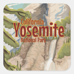 Adesivo Quadrado Cartaz Antigo de Yosemite