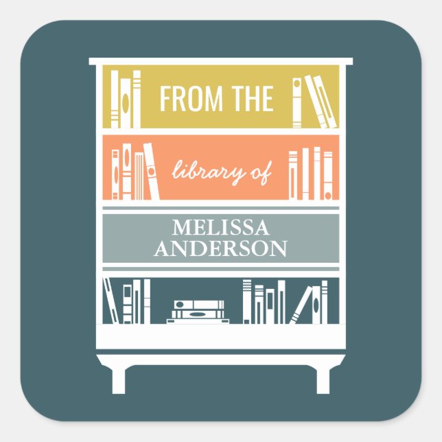 Adesivo Quadrado Cartaz Da Biblioteca De Autocolantes Quadrados (Frente)