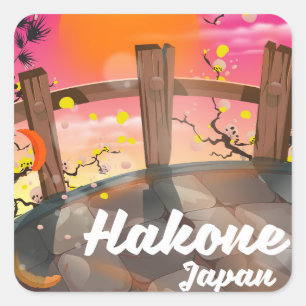 Adesivo Quadrado Cartaz das flores de Hakone Japão.