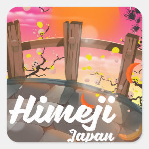 Adesivo Quadrado Cartaz das flores de Himeji Japão.