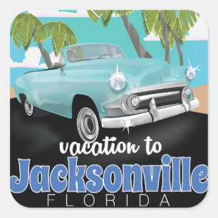 Adesivo Quadrado Cartaz das viagens vintage de Jacksonville,