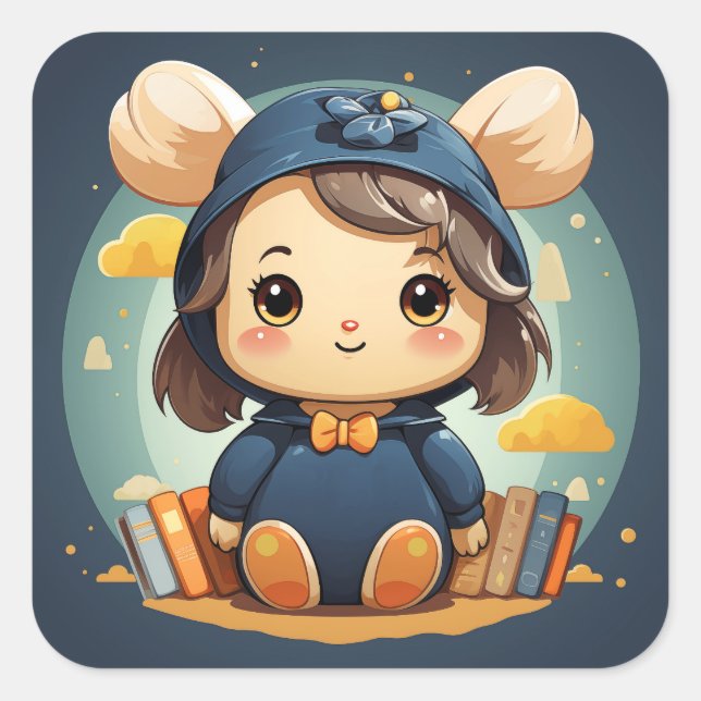 Adesivo Quadrado Cartaz de bebê bonito (Frente)