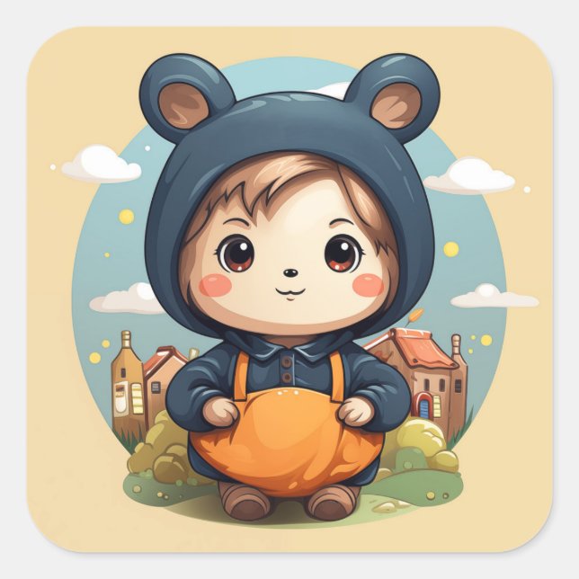 Adesivo Quadrado Cartaz de bebê bonito (Frente)