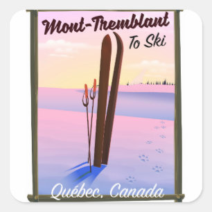 Adesivo Quadrado Cartaz de esqui de Mont-Tremblant Québec.