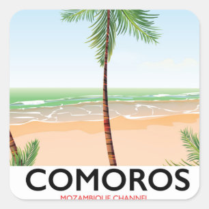 Adesivo Quadrado cartaz de férias da ilha Comores.