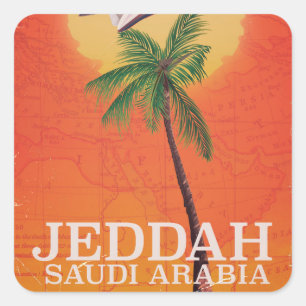 Adesivo Quadrado Cartaz de férias de Jeddah Arábia Saudita