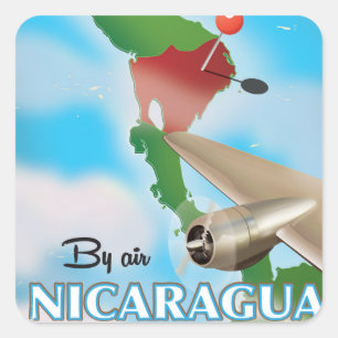 Adesivo Quadrado Cartaz de férias Nicaragua De Avião