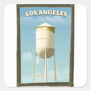 Adesivo Quadrado Cartaz de Los Angeles de trem