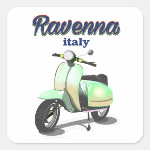 Adesivo Quadrado Cartaz de viagem antigo de Ravena Itália