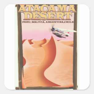 Adesivo Quadrado Cartaz de viagem Aventura no Deserto do Atacama.