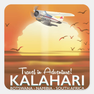 Adesivo Quadrado cartaz de viagem Aventura no Deserto do Kalahari