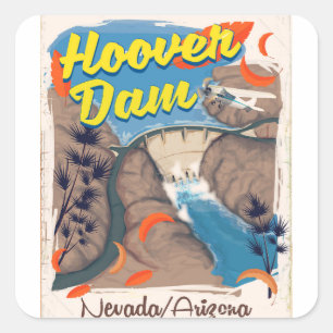 Adesivo Quadrado Cartaz de viagem da Barragem Hoover Nevada/Arizona