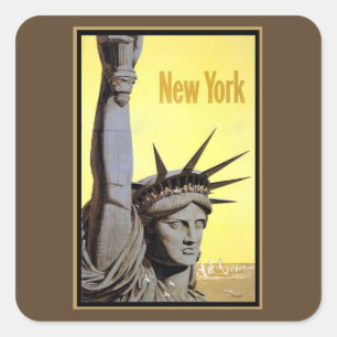 Adesivo Quadrado cartaz de viagem da estátua da liberdade nova york