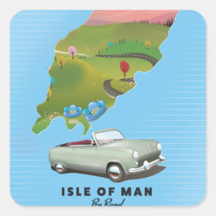 Adesivo Quadrado Cartaz de viagem da Ilha de Man