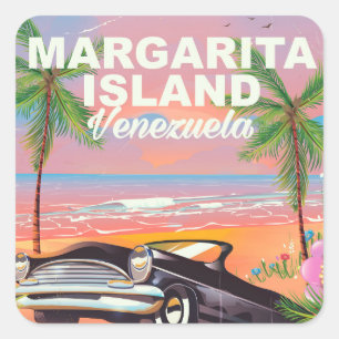 Adesivo Quadrado Cartaz de viagem da Ilha Margarita - Venezuela