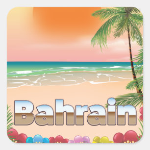 Adesivo Quadrado cartaz de viagem da praia do Bahrein