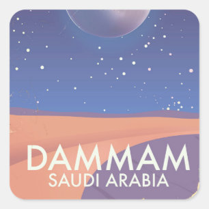 Adesivo Quadrado Cartaz de viagem Dammam Arábia Saudita
