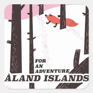 Adesivo Quadrado Cartaz de viagem das Ilhas Åland, Finlândia