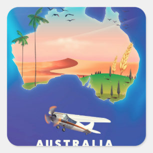 Adesivo Quadrado Cartaz de viagem de férias na Austrália