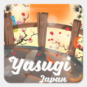 Adesivo Quadrado Cartaz de viagem de Quioto Japão