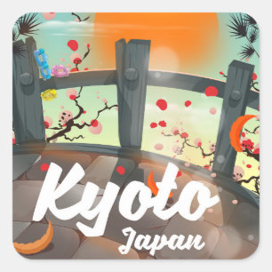Adesivo Quadrado Cartaz de viagem de Quioto Japão